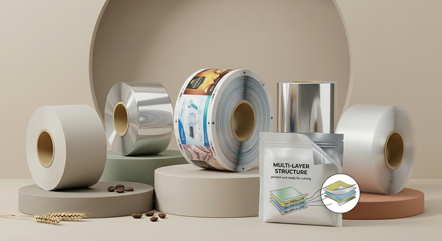 Custom laminated rollstock category image with medical and hygiene pouch samples